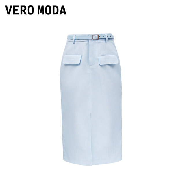 Vero Moda Outlet Skirt for Summer New Simple Commuter Front Slit Straight Push Professional Temperament Elegant
