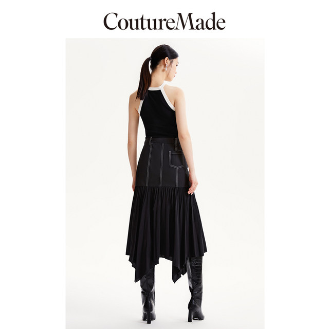 Vero Moda Outlet Skirt in summer new high-waist A-swing spliced ​​pleated skirt for commuting women versatile trend