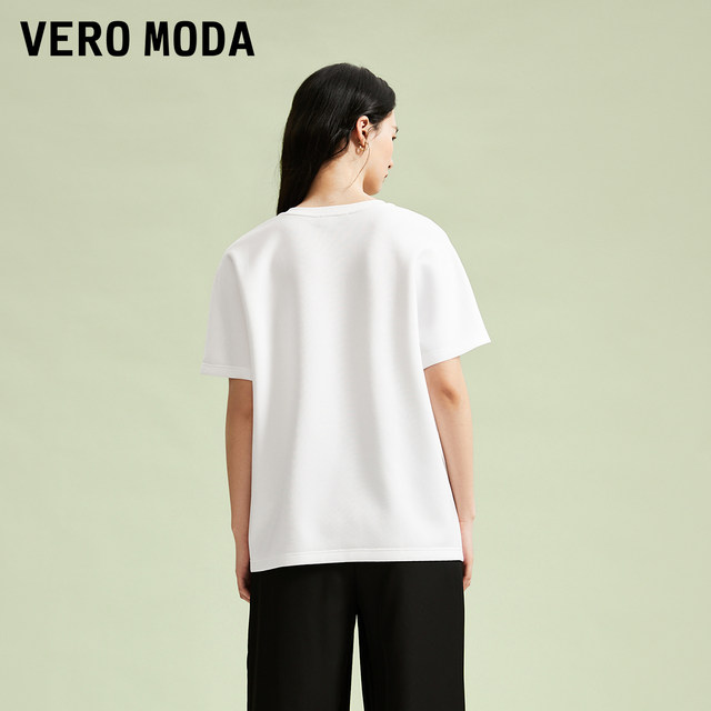 Vero Moda Outlet T-shirt for women in summer new loose casual round neck rose printed temperament short-sleeved top
