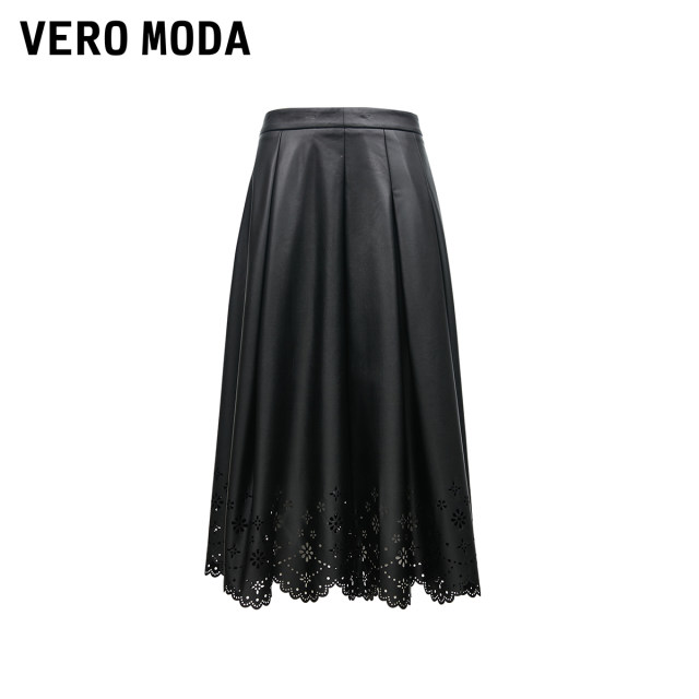 Vero Moda Outlet Skirt New Summer PU Hollow Floral Pattern A-shaped Mid-length Umbrella Skirt is popular