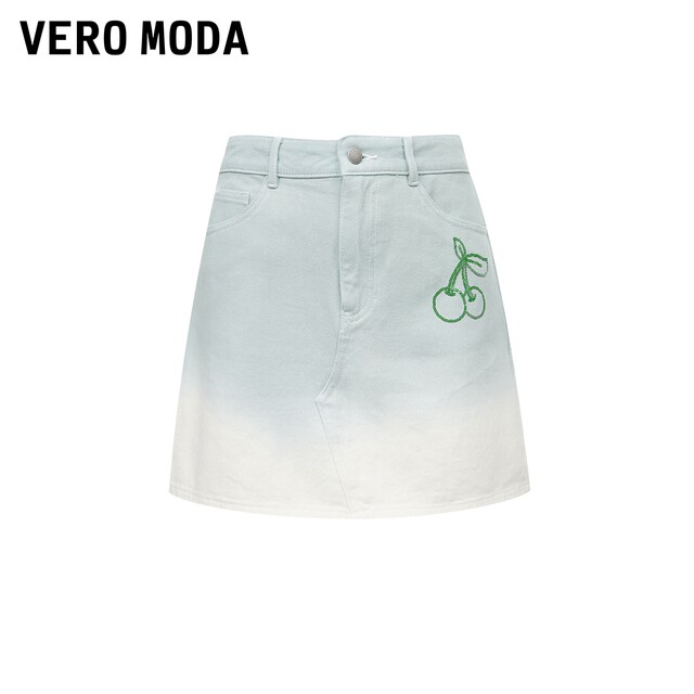 Vero Moda Outlet Skirt New Summer Cherry Smile High Waist Denim Short Skirt Fashion Gradient Color