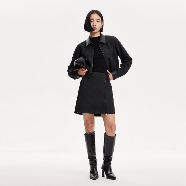 Vero Moda Outlet Skirt in summer new PU splicing Yadan style A-line short skirt commuting versatile and popular