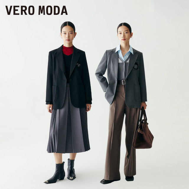 Vero Moda Ole blazer women's autumn and winter new loose flat lapel embroidery simple commuting versatile