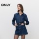 ONLY Summer Leica PU splicing high waist A-line denim skirt skirt for women

