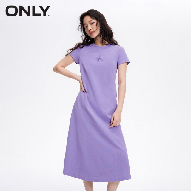 
ONLY Summer Temperament Round Neck Letter Print A-line Mid-length Dress for Women