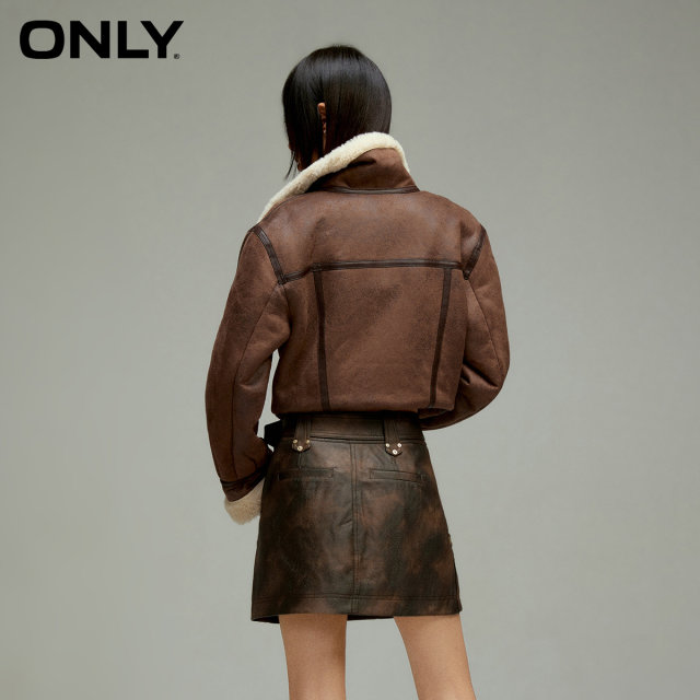 ONLY Summer Fashion Simple and Old Washed Short Skirt PU Skirt Women