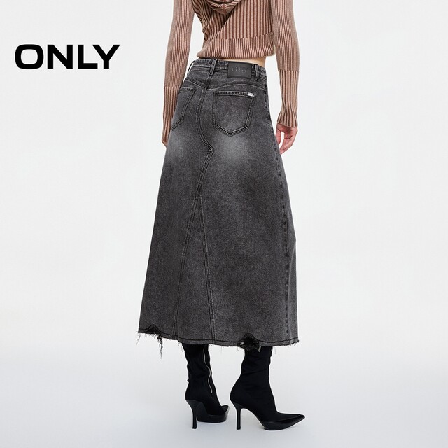 ONLY Summer versatile high waist slim A-line long skirt denim skirt women
