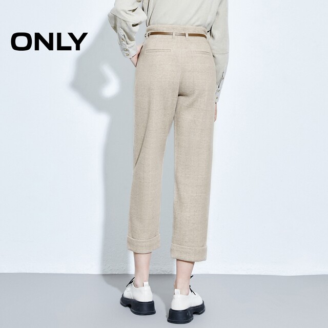 ONLY Summer Belt Solid Color High Waist Loose Nine-Cross Carrot Pants Casual Pants Women