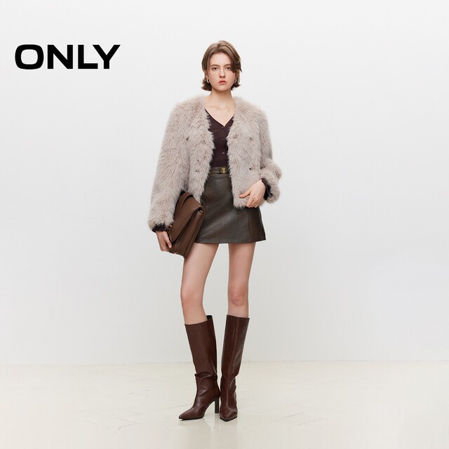 ONLY Outlet Spring Retro Slim A-line Short Leather Skirt Skirt Women