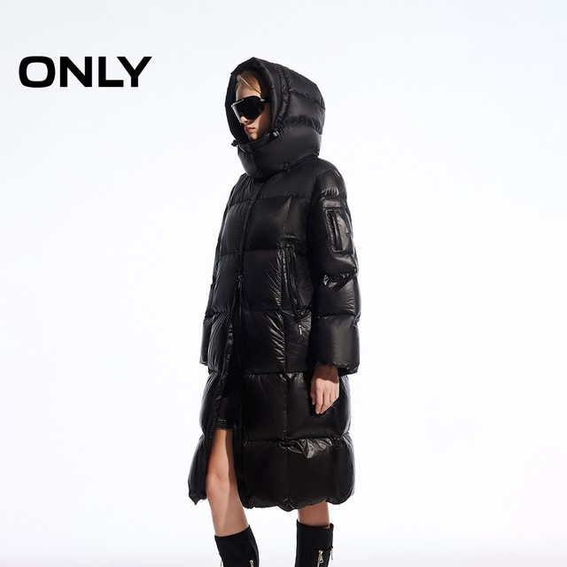 ONLY Outlet Winter 90 White Goose down jacket for fashionable avant-garde cocoon type long down jacket for women