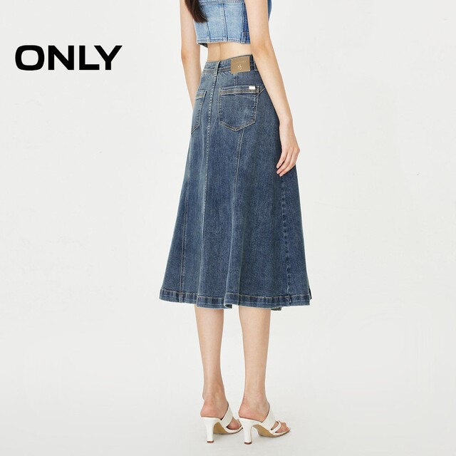 ONLY Summer Fashion Fishtail High Waist Slim Mid-length Denim Skirt for Women
