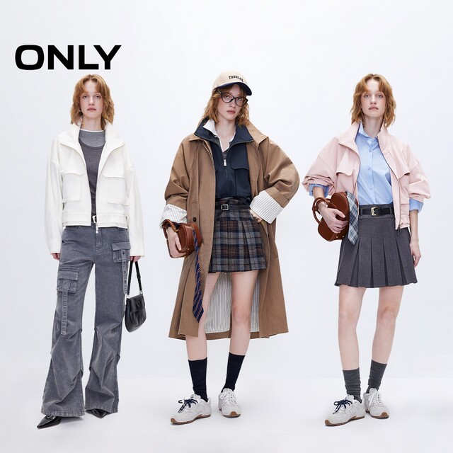 ONLY Outlet 2025 summer new fashion casual style short loose turtleneck windbreaker jacket for women