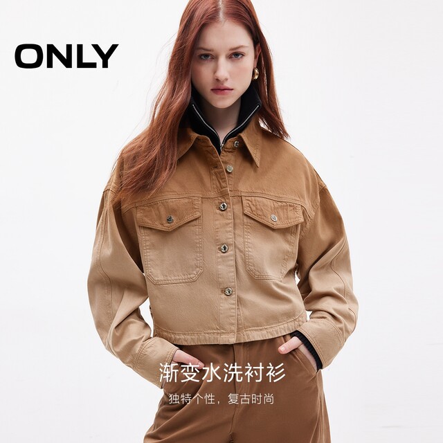 ONLY Outlet 2025 summer new Tennis casual gradient loose long-sleeved denim shirt for women