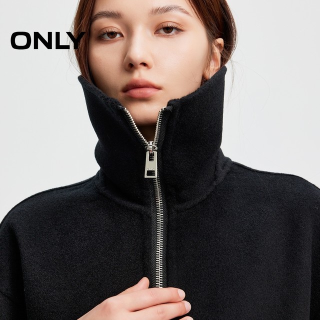 ONLY Outlet Spring Pure Wool Double-Side Woolen Lapel Short Woolen Coat for Women