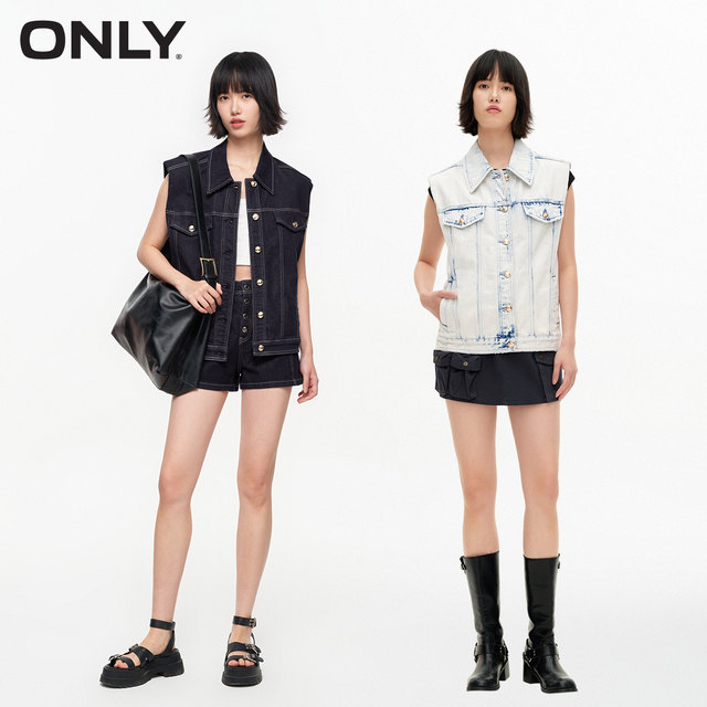 Autumn and winter boyfriend style lazy and versatile sleeveless short cardigan denim vest for women