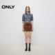 ONLY spring retro fashionable A-line pocket short skirt leather skirt skirt women