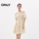 
ONLY Summer Palace Style French Retro Square Collar Waist Short Dress Dress Women