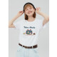 Cotton and Japanese cute cartoon gray, short -sleeved short -sleeved T -shirt female pure cotton loose summer small half -sleeve top

