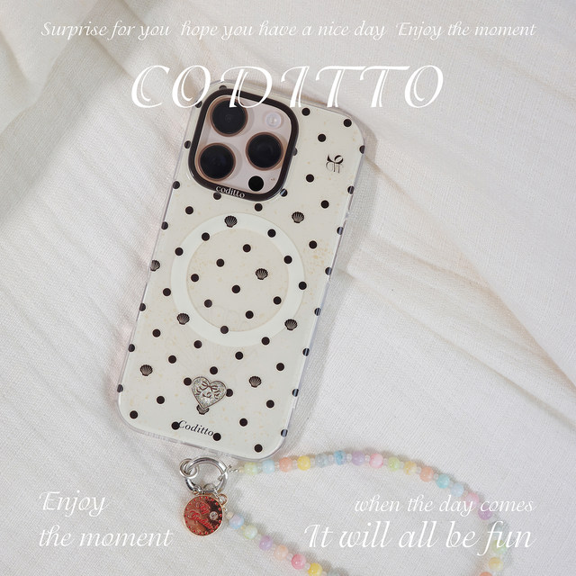 coditto polka dot shell dance classic magnetic suction apple 16pro mobile phone case iPhone 17 promax15pro protective case simple creative 15promax14pro couple 1615