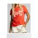 Self-operated recycled karma champagne color Probs pattern T-shirt (red) - red [Beautiful
