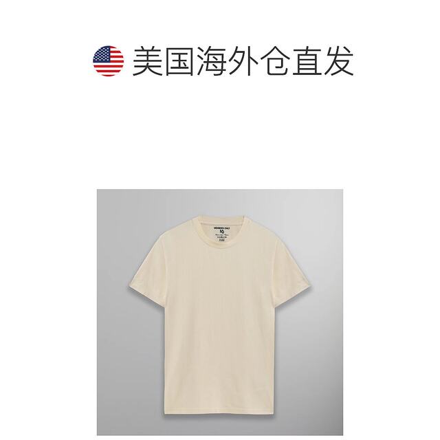 Self-operated members only women's big round neck T-shirt - off-white straight hair