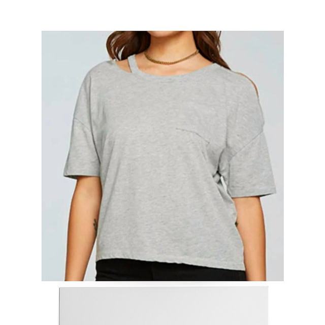Self-operated chaser retro jersey ventilated short sleeve pocket T-shirt (blend grey) -blend grey
