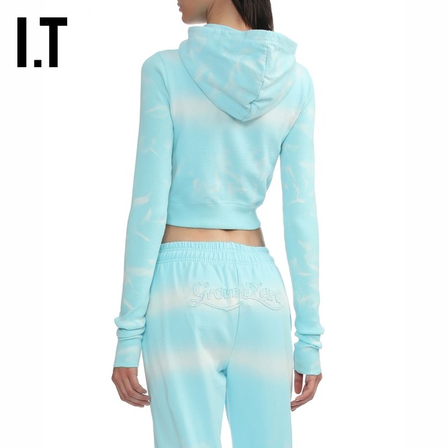 It groupzero women's hooded jacket Millennium hot girl tie -dye umbilical jacket