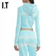It groupzero women's hooded jacket Millennium hot girl tie -dye umbilical jacket