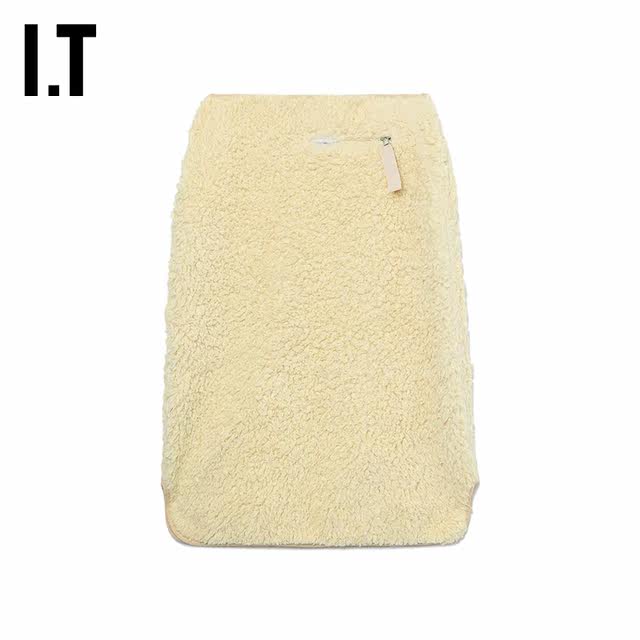 IT JIL SANDER women's imitation lamb velvet skirt new retro fashionable plush straight skirt 0011XL