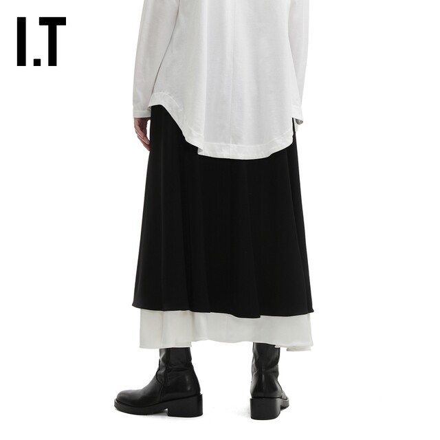 IT Japanese ENFLD women's skirt long skirt new style literary temperament splicing skirt hem umbrella skirt 131281XO
