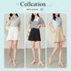 Yalida white suit shorts women's summer high waist slimming A-line women's pants black five-point pants