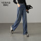 Yalida Retro Blue Jeans Women's Loose Fashionable Large Size Women's Pants 2025 Spring New Style Covering Straight Leg Pants