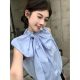 Bow tied sleeveless vest shirt for women in summer loose temperament shirt design sense chic white top
