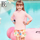BE Fan De'an Children's Passionate Jungle Split Long Sleeve Swimsuit Fashion Printed Girls Sunscreen Anti-chlorine Resort Swimwear