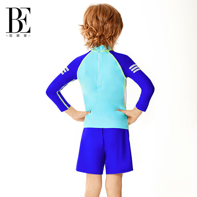 BE Fan De'an children's split swimsuit boy soft skin-friendly long-sleeved sun protection anti-chlorine sports comfortable hydrophobic