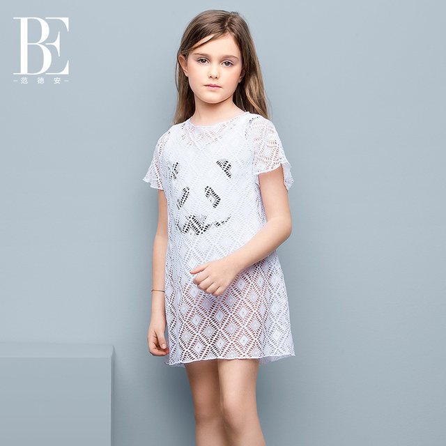 Fan De'an's new children's swimsuit cover-up bikini jacket sun protection shirt girls seaside vacation hollow beach skirt