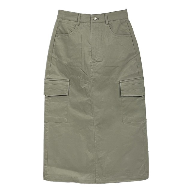 25 spring and summer new Meishi retro Korean high-waisted skirt for women versatile slim and personalized pocket work skirt long skirt