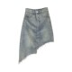 Irregular breasted retro denim skirt for women 2025 summer new high waist oblique design A-line midi skirt