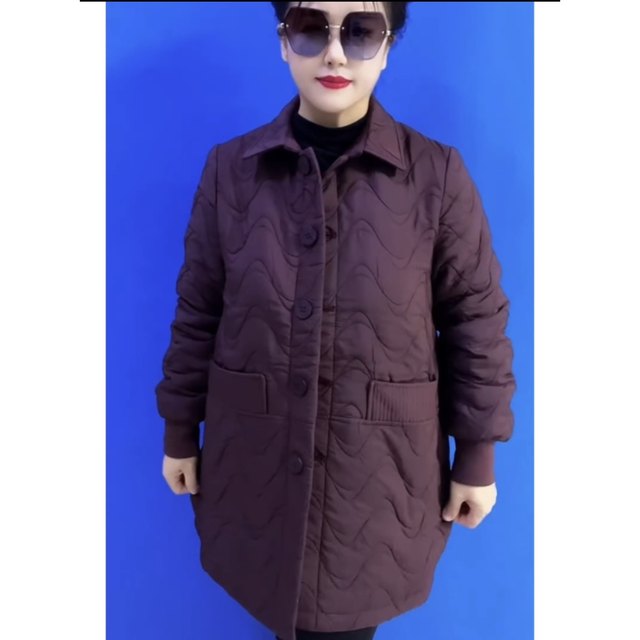 New autumn and winter women's cotton warm jackets for middle-aged and elderly mothers, trendy mid-length lapel cotton tops