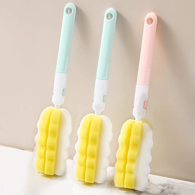 Long-handled cup brush, cup artifact, cup-washing brush, replaceable sponge head, maternal and infant grade material, large-head sponge, bottle-washing brush