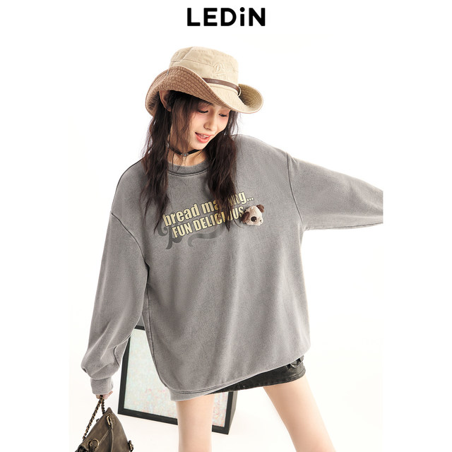 Lecho loose round neck letter sweatshirt for women's spring new top C2CRE1119