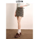 Lecho retro college style skirt autumn new belt A-line skirt meat-covered plaid design skirt
