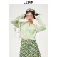 Lecho fake two-piece knitted pullover for women 2023 lake green inner top C2EED2101