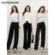 Red sleeve outlets velvet lace-up straight pants 2024 autumn new women's wide-leg draped casual trousers