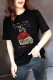 2025 summer women's short-sleeved T-shirt black pure cotton letter embroidered round neck Korean version large size half-sleeved slim fit and trendy
