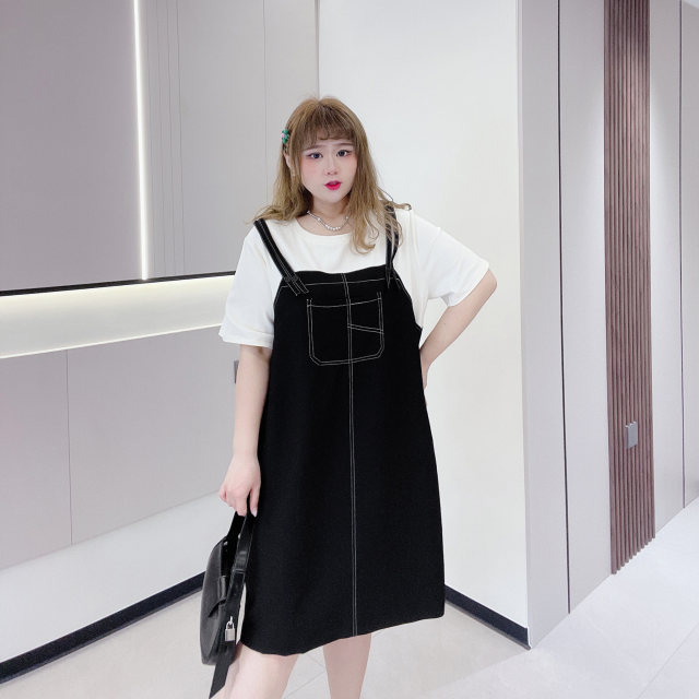 240Jin [Jin is equal to 0.5kg] Fat Yingying plus size women's summer style fresh college style age reduction holiday two-piece loose little dress