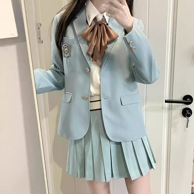 The green suit badge of the Haruki Ministry JK uniform long -sleeved suit girl school confessing spring and autumn
