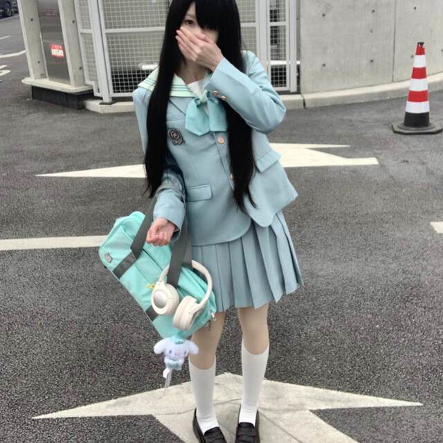 The green suit badge of the Haruki Ministry JK uniform long -sleeved suit girl school confessing spring and autumn
