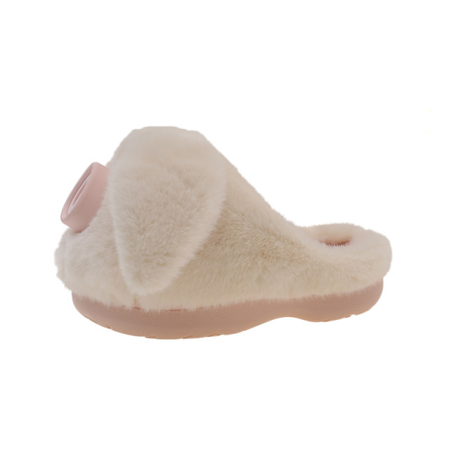 Cotton slippers for women, winter home indoor non-slip thick-soled plush cute piggy warm half-pack heel postpartum slippers