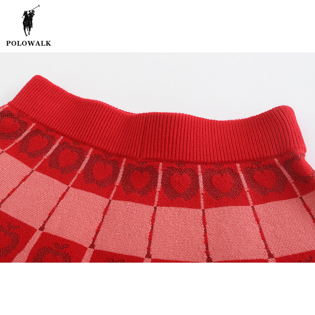 POLOWALK children's clothing girl clothing fashion set 2024 autumn new children's red knitted skirt